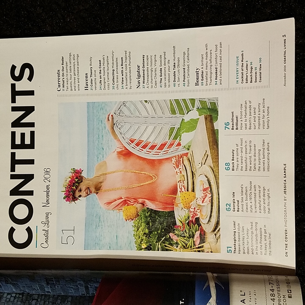 Thanksgiving Coastal Living magazine, November 2016 edition. - Picture 3 of 8